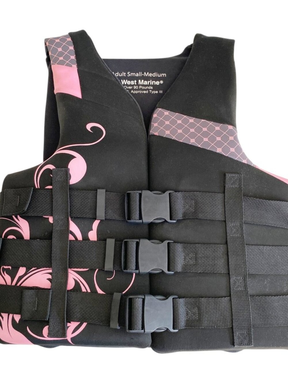WEST MARINE Adult Small - Medium Life Vest PFD Lifejacket Size 90lbs+ pink black